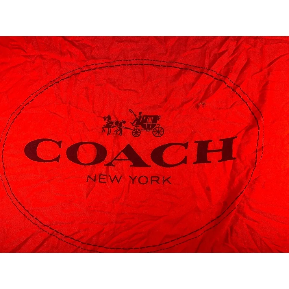 Coach New‎ York Red Burgundy Horse and Carriage Logo Oversized Square Scarf Wrap